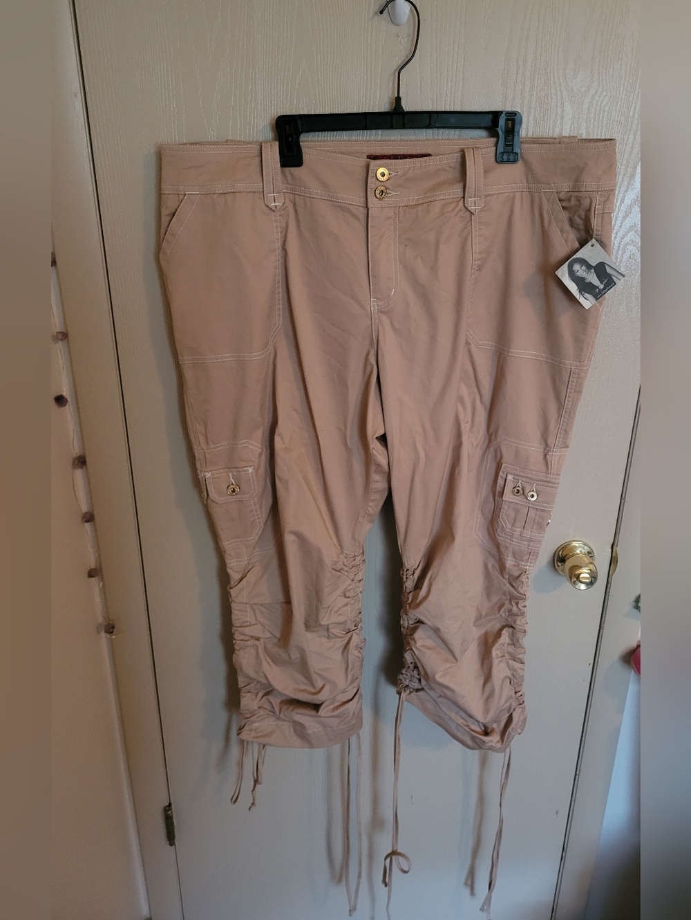 Baby Phat Vintage Y2K Beige Capris Side Ruching Plus Size 22 NWT